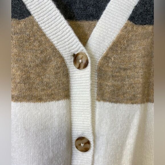 Lane Bryant Sweater Cardigan Ivory/Tan/Gray Size 18/20 - Picture 4 of 8